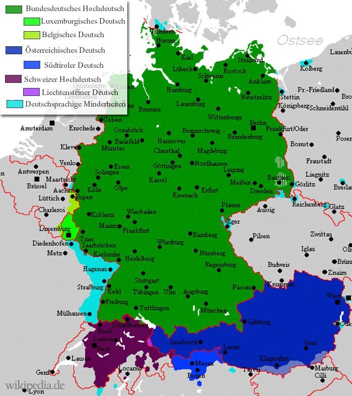 Bản đồ những vùng nói tiếng Đức ở Châu Âu
